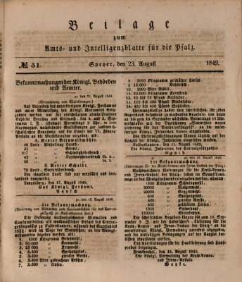 Königlich bayerisches Amts- und Intelligenzblatt für die Pfalz Donnerstag 23. August 1849