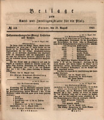 Königlich bayerisches Amts- und Intelligenzblatt für die Pfalz Dienstag 28. August 1849