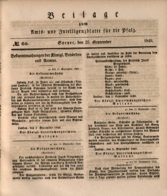 Königlich bayerisches Amts- und Intelligenzblatt für die Pfalz Dienstag 25. September 1849