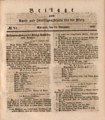 Königlich bayerisches Amts- und Intelligenzblatt für die Pfalz Samstag 24. November 1849