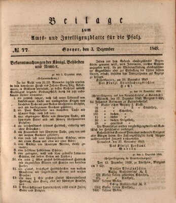 Königlich bayerisches Amts- und Intelligenzblatt für die Pfalz Montag 3. Dezember 1849