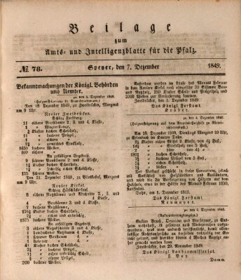 Königlich bayerisches Amts- und Intelligenzblatt für die Pfalz Freitag 7. Dezember 1849