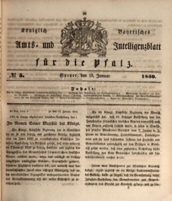 Königlich bayerisches Amts- und Intelligenzblatt für die Pfalz Freitag 18. Januar 1850