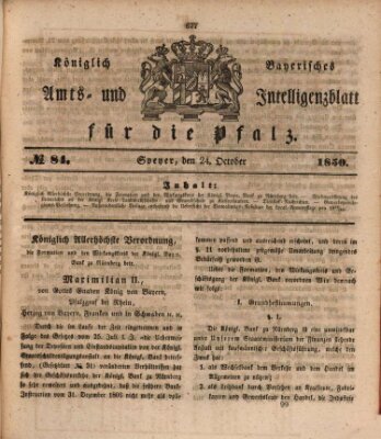 Königlich bayerisches Amts- und Intelligenzblatt für die Pfalz Donnerstag 24. Oktober 1850