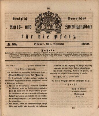 Königlich bayerisches Amts- und Intelligenzblatt für die Pfalz Mittwoch 6. November 1850