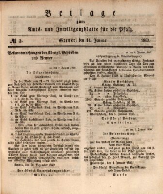 Königlich bayerisches Amts- und Intelligenzblatt für die Pfalz Freitag 11. Januar 1850