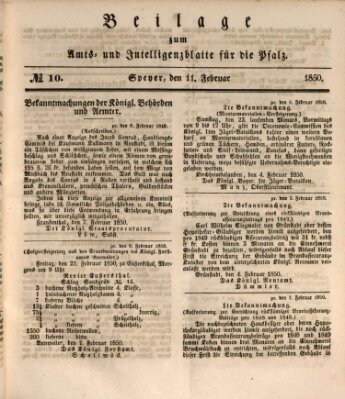 Königlich bayerisches Amts- und Intelligenzblatt für die Pfalz Montag 11. Februar 1850