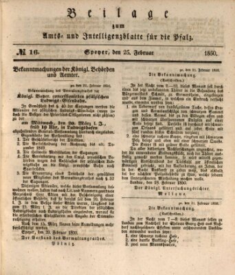 Königlich bayerisches Amts- und Intelligenzblatt für die Pfalz Montag 25. Februar 1850