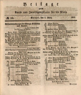 Königlich bayerisches Amts- und Intelligenzblatt für die Pfalz Dienstag 5. März 1850