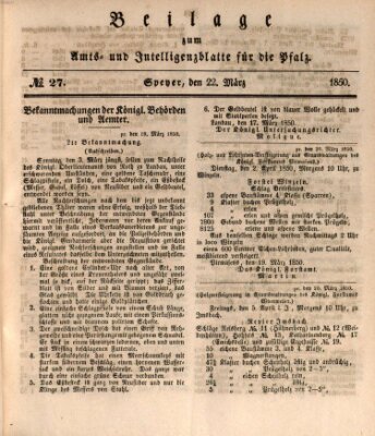 Königlich bayerisches Amts- und Intelligenzblatt für die Pfalz Freitag 22. März 1850