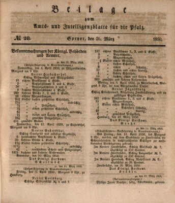 Königlich bayerisches Amts- und Intelligenzblatt für die Pfalz Dienstag 26. März 1850