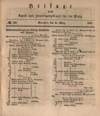 Königlich bayerisches Amts- und Intelligenzblatt für die Pfalz Samstag 30. März 1850