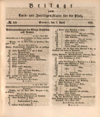 Königlich bayerisches Amts- und Intelligenzblatt für die Pfalz Dienstag 9. April 1850