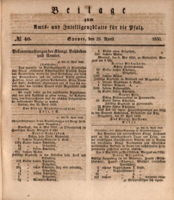 Königlich bayerisches Amts- und Intelligenzblatt für die Pfalz Freitag 26. April 1850