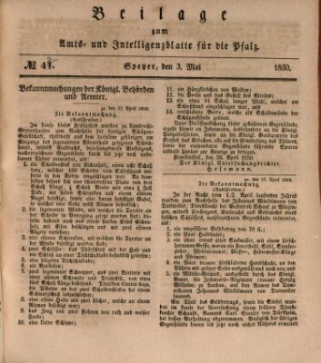 Königlich bayerisches Amts- und Intelligenzblatt für die Pfalz Freitag 3. Mai 1850