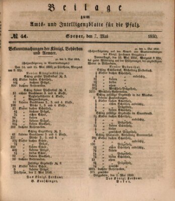 Königlich bayerisches Amts- und Intelligenzblatt für die Pfalz Dienstag 7. Mai 1850