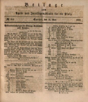 Königlich bayerisches Amts- und Intelligenzblatt für die Pfalz Freitag 31. Mai 1850