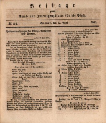 Königlich bayerisches Amts- und Intelligenzblatt für die Pfalz Mittwoch 12. Juni 1850