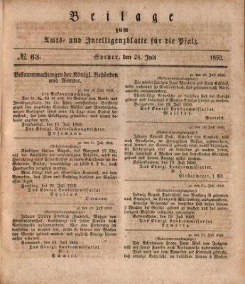 Königlich bayerisches Amts- und Intelligenzblatt für die Pfalz Mittwoch 24. Juli 1850