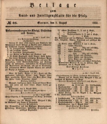 Königlich bayerisches Amts- und Intelligenzblatt für die Pfalz Freitag 9. August 1850