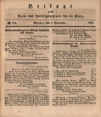 Königlich bayerisches Amts- und Intelligenzblatt für die Pfalz Dienstag 3. September 1850