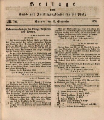 Königlich bayerisches Amts- und Intelligenzblatt für die Pfalz Freitag 13. September 1850