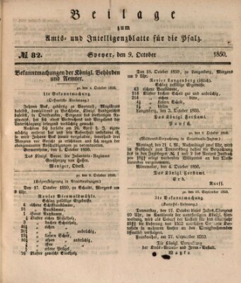 Königlich bayerisches Amts- und Intelligenzblatt für die Pfalz Mittwoch 9. Oktober 1850