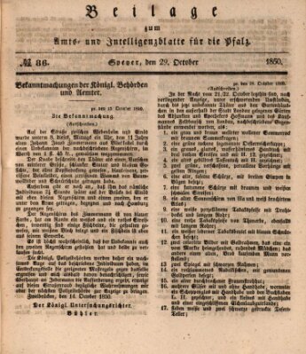 Königlich bayerisches Amts- und Intelligenzblatt für die Pfalz Dienstag 29. Oktober 1850