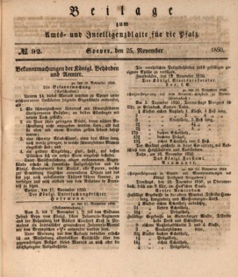 Königlich bayerisches Amts- und Intelligenzblatt für die Pfalz Montag 25. November 1850