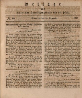 Königlich bayerisches Amts- und Intelligenzblatt für die Pfalz Dienstag 24. Dezember 1850