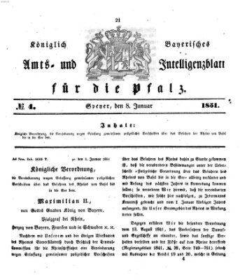 Königlich bayerisches Amts- und Intelligenzblatt für die Pfalz Mittwoch 8. Januar 1851