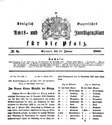 Königlich bayerisches Amts- und Intelligenzblatt für die Pfalz Montag 20. Januar 1851