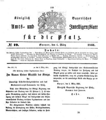 Königlich bayerisches Amts- und Intelligenzblatt für die Pfalz Donnerstag 6. März 1851