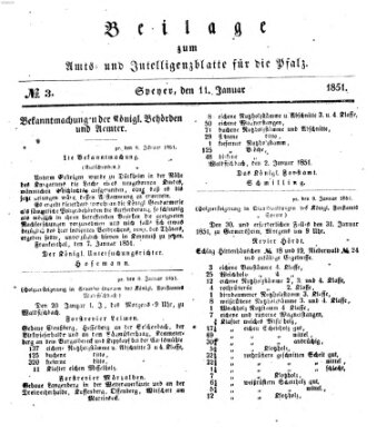 Königlich bayerisches Amts- und Intelligenzblatt für die Pfalz Samstag 11. Januar 1851