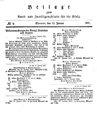 Königlich bayerisches Amts- und Intelligenzblatt für die Pfalz Mittwoch 15. Januar 1851