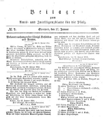 Königlich bayerisches Amts- und Intelligenzblatt für die Pfalz Montag 27. Januar 1851