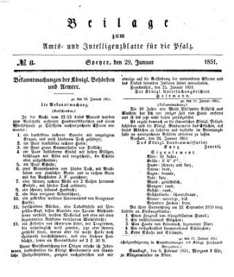 Königlich bayerisches Amts- und Intelligenzblatt für die Pfalz Mittwoch 29. Januar 1851