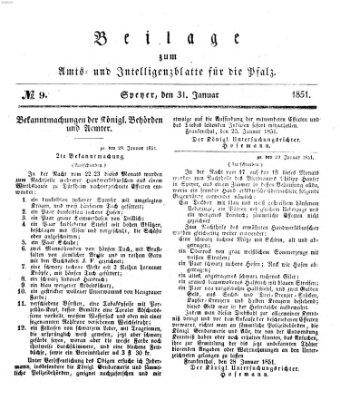 Königlich bayerisches Amts- und Intelligenzblatt für die Pfalz Freitag 31. Januar 1851