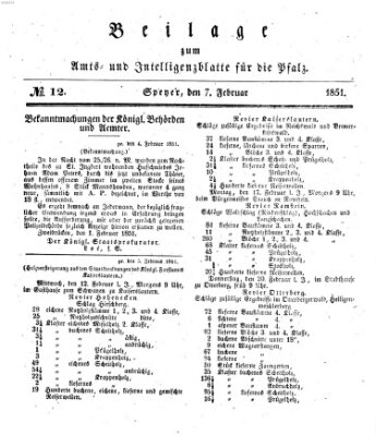 Königlich bayerisches Amts- und Intelligenzblatt für die Pfalz Freitag 7. Februar 1851