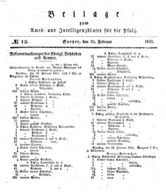 Königlich bayerisches Amts- und Intelligenzblatt für die Pfalz Montag 10. Februar 1851