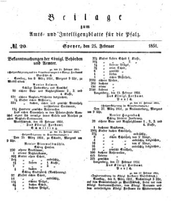 Königlich bayerisches Amts- und Intelligenzblatt für die Pfalz Dienstag 25. Februar 1851