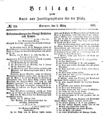 Königlich bayerisches Amts- und Intelligenzblatt für die Pfalz Mittwoch 5. März 1851