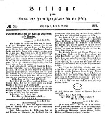 Königlich bayerisches Amts- und Intelligenzblatt für die Pfalz Dienstag 8. April 1851