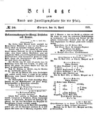 Königlich bayerisches Amts- und Intelligenzblatt für die Pfalz Montag 14. April 1851