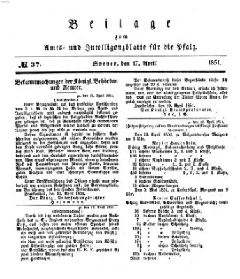 Königlich bayerisches Amts- und Intelligenzblatt für die Pfalz Donnerstag 17. April 1851