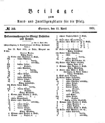 Königlich bayerisches Amts- und Intelligenzblatt für die Pfalz Samstag 19. April 1851