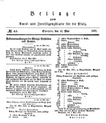 Königlich bayerisches Amts- und Intelligenzblatt für die Pfalz Montag 12. Mai 1851