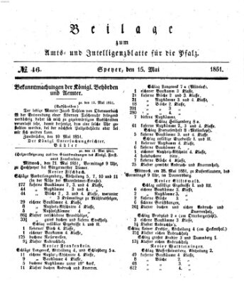 Königlich bayerisches Amts- und Intelligenzblatt für die Pfalz Donnerstag 15. Mai 1851