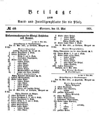 Königlich bayerisches Amts- und Intelligenzblatt für die Pfalz Montag 19. Mai 1851