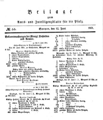 Königlich bayerisches Amts- und Intelligenzblatt für die Pfalz Donnerstag 12. Juni 1851